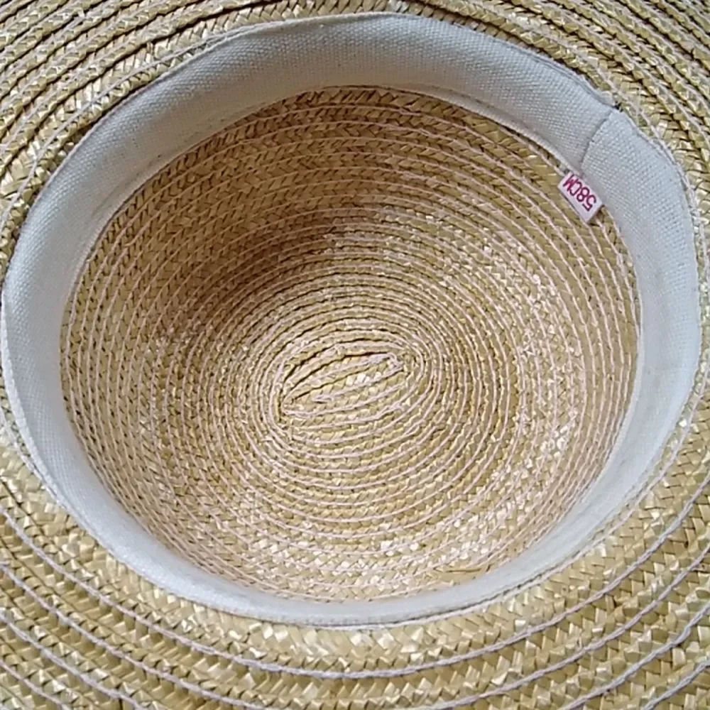 VINTAGE 58CM STRAW HANDMADE WOMEN HAT - Picture 7 of 7